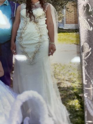 Vestido de Novia Dorado y Blanco