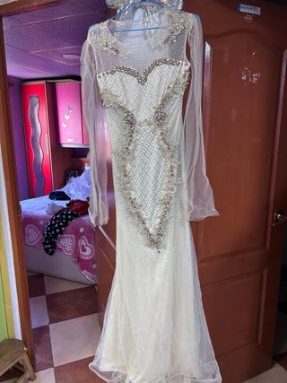 Vestido de Novia Dorado y Blanco