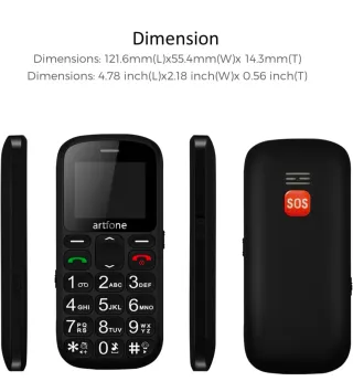 Teléfono Móvil Artfone Negro para Mayores