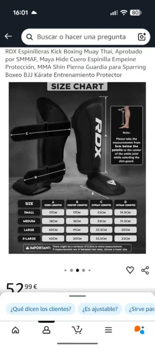 Espinilleras Muay Thai/Artes Marciales marca RDX