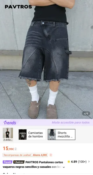 PAVTROS Pantalones cortos vaqueros negros