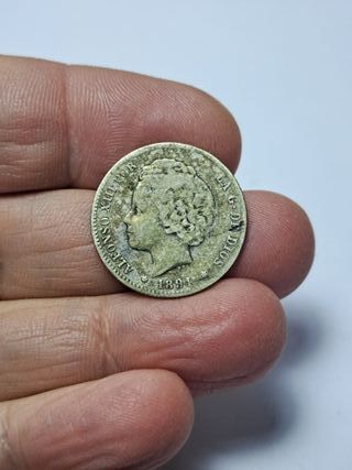 ALFONSO XIII 1 PESETA PLATA 1894 *18 *XX (E902)