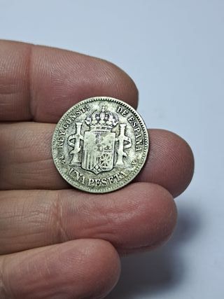 ALFONSO XIII 1 PESETA PLATA 1894 *18 *XX (E902)