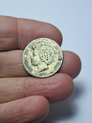 ALFONSO XIII 1 PESETA PLATA 1894 *18 *XX (E902)