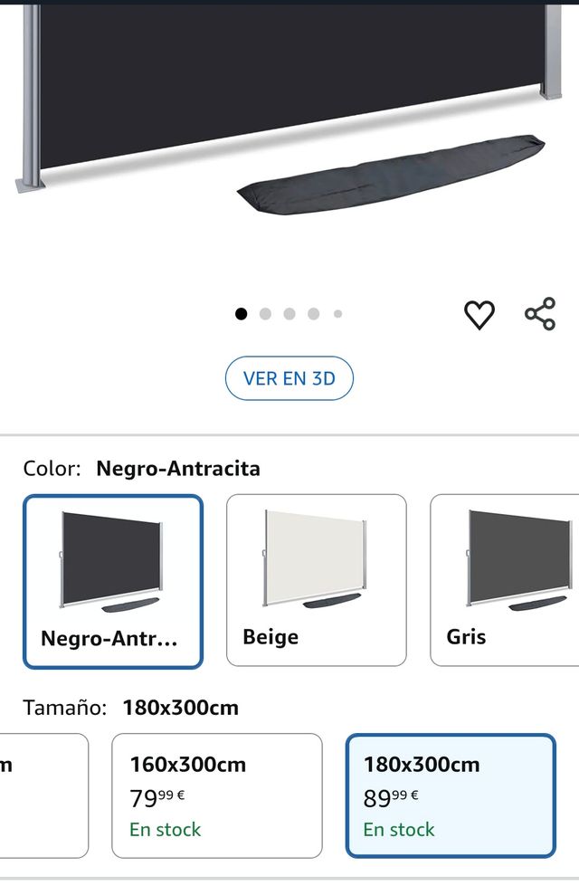 Toldo lateral retractil 180x300cm