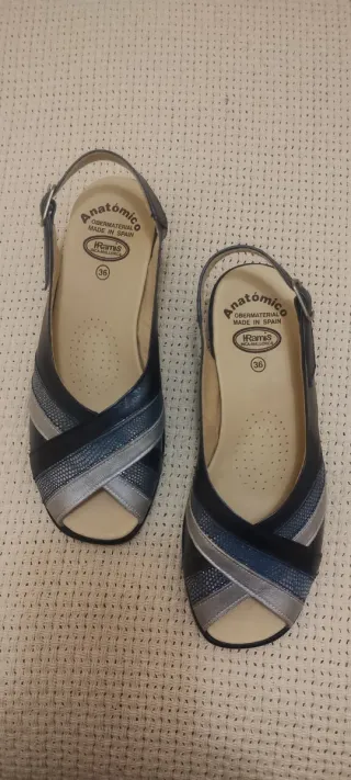 Zapatos Anatomico Mujer Talla 36 Azul/Plata