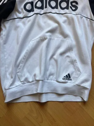 Sudadera Adidas Vintage Capucha Negra y Blanca S