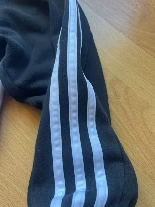 Sudadera Adidas Vintage Capucha Negra y Blanca S