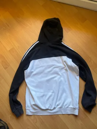 Sudadera Adidas Vintage Capucha Negra y Blanca S