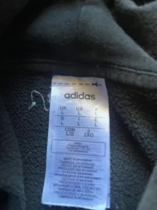 Sudadera Adidas Vintage Capucha Negra y Blanca S