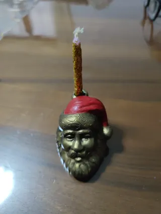 Portacandele Babbo Natale oro e rosso