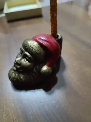 Portacandele Babbo Natale oro e rosso