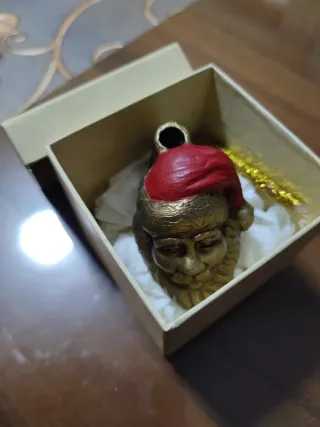 Portacandele Babbo Natale oro e rosso