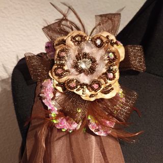 Vestido fiesta seda gasa marrón plisado