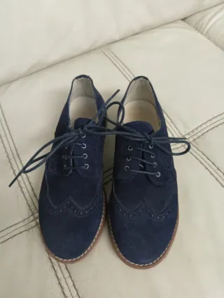 Zapatos niño piel de ante color azul marino