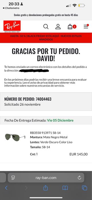 Gafas de sol Ray-Ban aviator