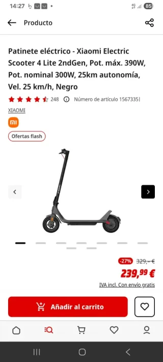 Patinete Eléctrico Xiaomi Scooter 4 Lite