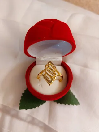 Sortija Plata 925 Baño Oro 18k estuche terciopelo