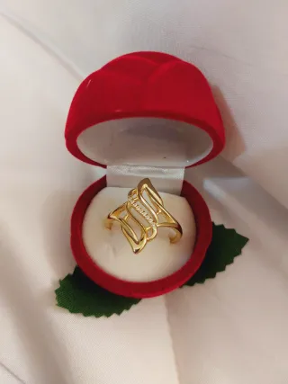 Sortija Plata 925 Baño Oro 18k estuche terciopelo