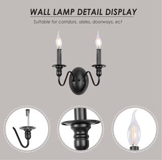 Candeeiro de parede vintage preto