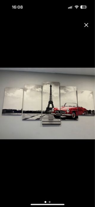 Cuadro Torre Eiffel y Coche Rojo