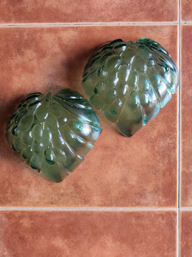 2 Piatti Decorativi Vintage in Cristallo Verde