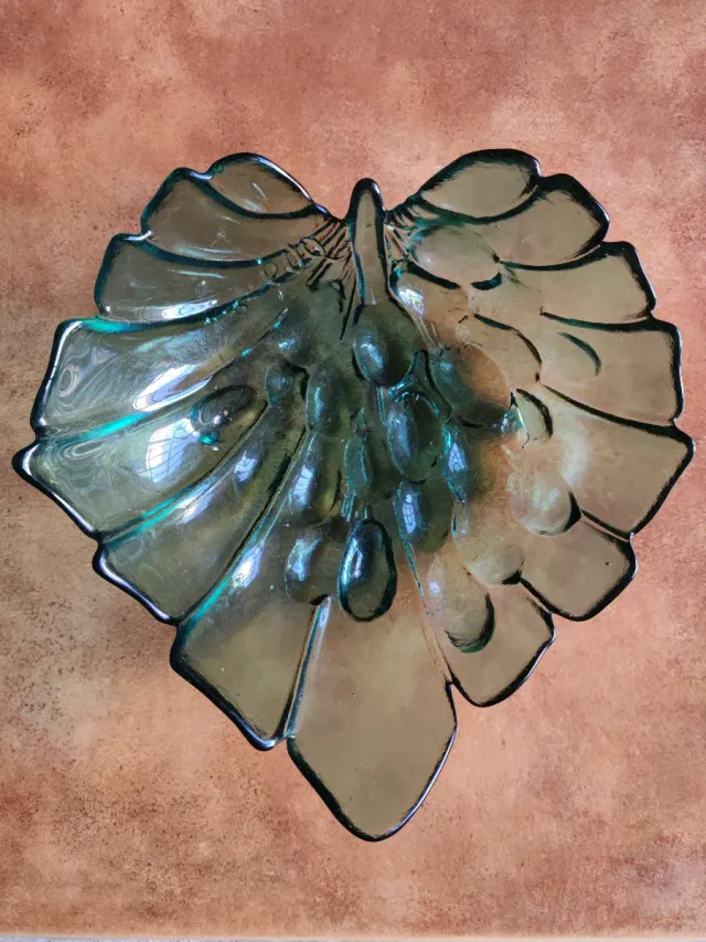 2 Piatti Decorativi Vintage in Cristallo Verde