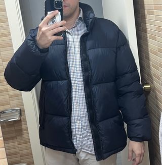 Abrigo plumífero azul