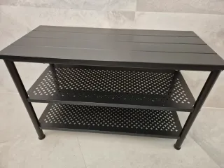 Banco zapatero metálico negro 2 estantes