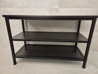 Banco zapatero metálico negro 2 estantes