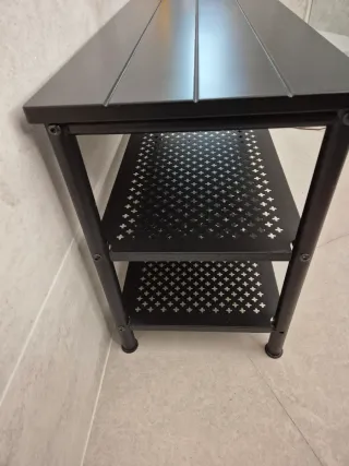 Banco zapatero metálico negro 2 estantes