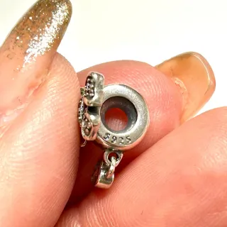 Charm Lazo y Corazón Rosa Plata