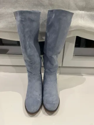 Botas altas mujer azul grisáceo