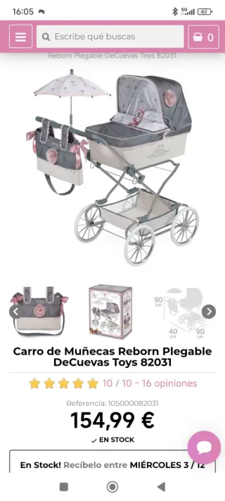 Carro de muñecas DeCuevas Reborn plegable