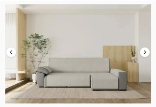 Funda Sofá Chaise Longue 290cm Tela Beige/Gris