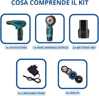 Kit Trapano Avvitatore + Smerigliatrice 4 Batt
