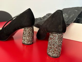 Zapatos tacón fiesta negro y plateado T41