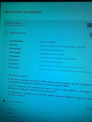 PC Fisso HP Completo HP Compaq 6200 Pro SFF