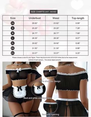 Conjunto Lenceria Encaje Sirvienta Negro sexy