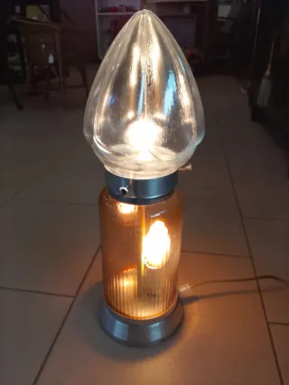 Lampada Vintage Vetro Ambra Metallo