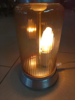 Lampada Vintage Vetro Ambra Metallo