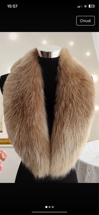 Collo pelliccia sintetica beige/marrone
