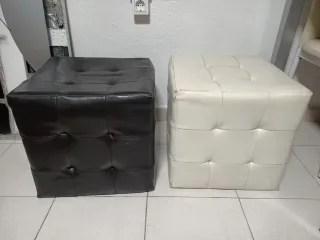 2 Puffs Cuadrados Piel