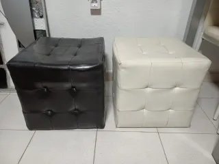 2 Puffs Cuadrados Piel