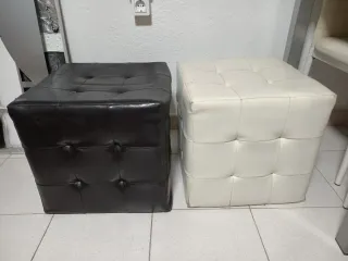 2 Puffs Cuadrados Piel