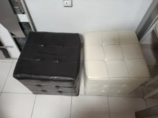 2 Puffs Cuadrados Piel