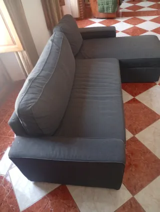 Sofá Chaise Longue Ikea Gris Tela