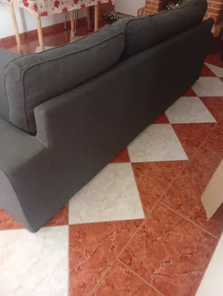 Sofá Chaise Longue Ikea Gris Tela