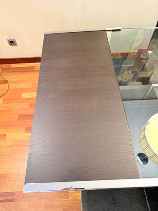 Mesa de comedor cristal y madera