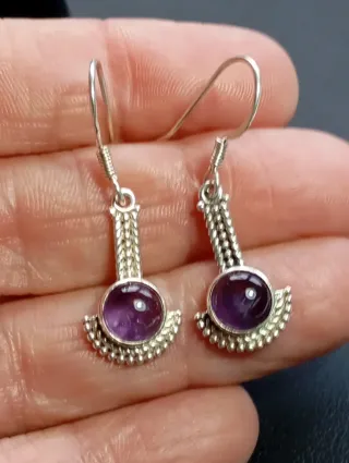Pendientes Plata Ley Amatista Morado